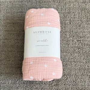 Alimrose Pink Star Swaddle Blanket